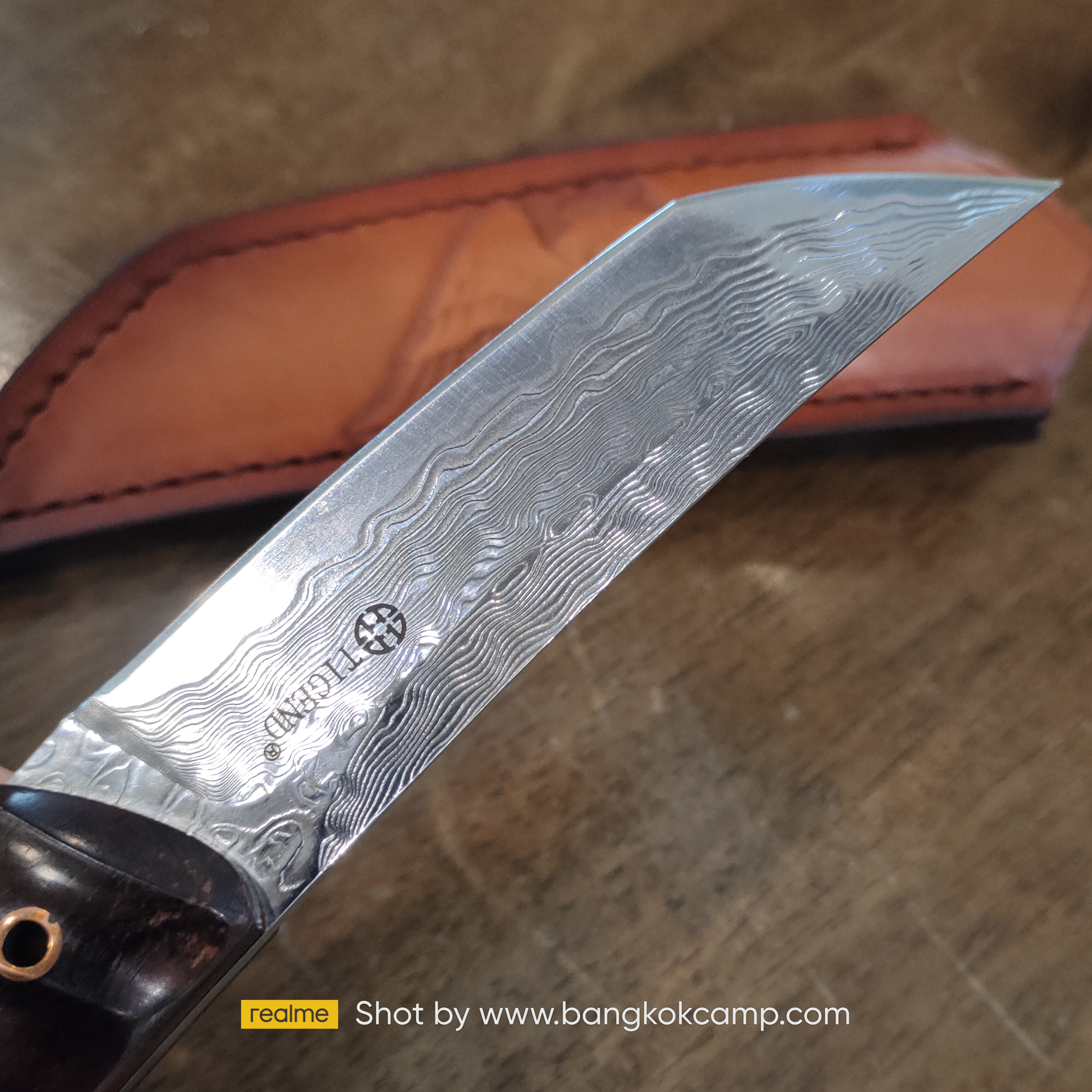 มีดดามัสกัส ด้ามไม้ พร้อมซองหนังแท้