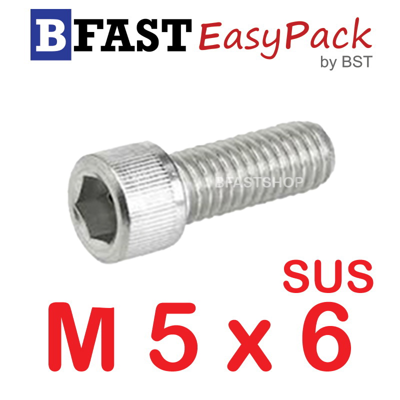 สกรูหัวจมสแตนเลส SUS M 5 x 6 (6 ตัว/ถุง)