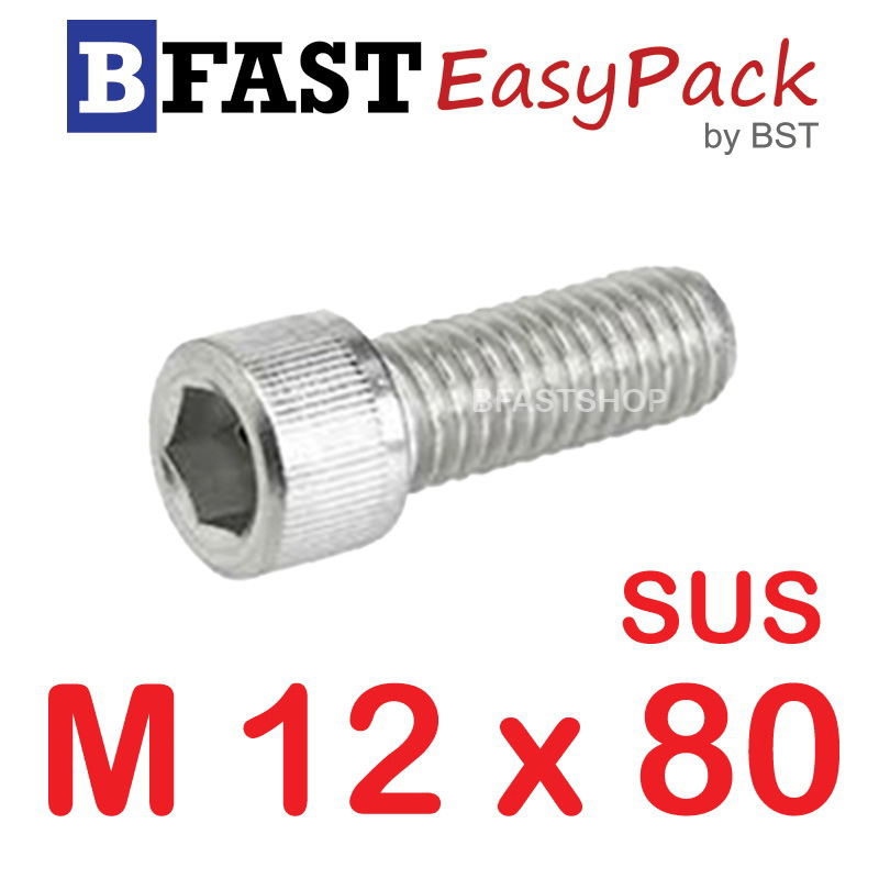 สกรูหัวจมสแตนเลส SUS M12 x 80 (1 ตัว/ถุง)