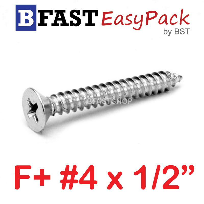 สกรูเกลียวสแตนเลส F+ SUS # 4 x 1/2" (20 ตัว/ถุง)