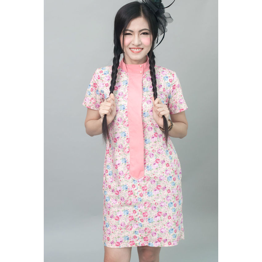 Sweet Flossie แฟชั่นชุดเดรสสำหรับผู้หญิงทำงาน แนววินเทจ Delight - Rose