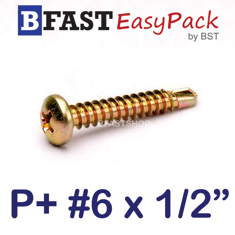 สกรูปลายสว่าน P+ #6 x 1/2" (60 ตัว/ถุง)