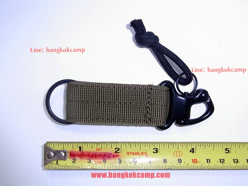 พวงกุญแจ ผ้าคอดูร่า คาราบิเนอร์ Carabiners สแน็ปลิงค์ Snaplink ตะขอเกี่ยว - ห่วงถอดได้ เหน็บเข็มขัดได้ (แบบ2สลัก-สีเขียว)