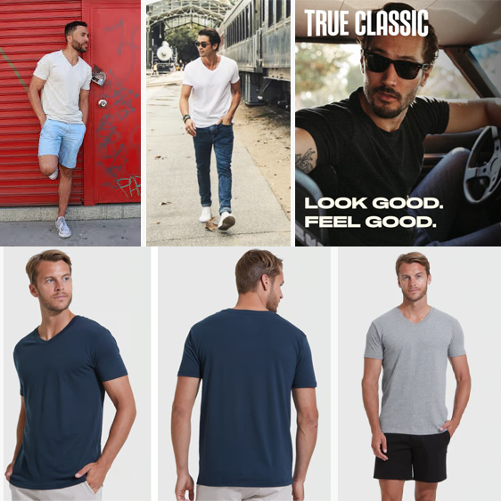 True Classic Premium V-Neck Short Sleeve T-Shirt