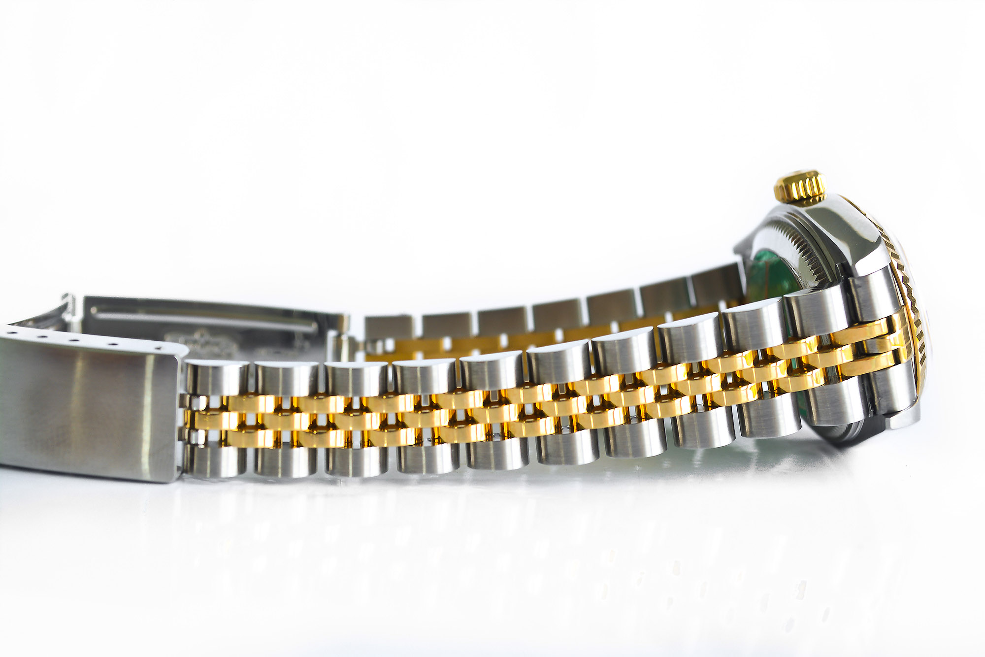 Rolex Date-just Ladysize 2tone Series 7 เบ้าใหญ่ หลักเพชร หน้าน้ำเงิน