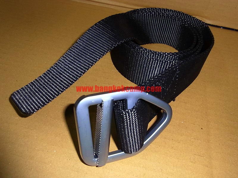 เข็มขัด หัวโลหะขาว สีดำ