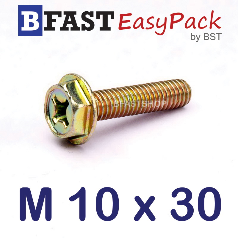 สกรูหัวเหลี่ยมติดแหวน HW+ M10 x 30 (3 ตัว/ถุง)