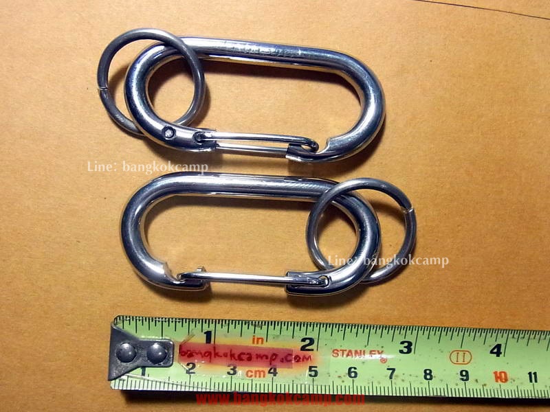 พวงกุญแจ คาราบิเนอร์ Carabiners สแน็ปลิงค์ Snaplink ตะขอเกี่ยว - สแตนเลส (แบบตัวโอ) 2.5นิ้ว (2อัน)