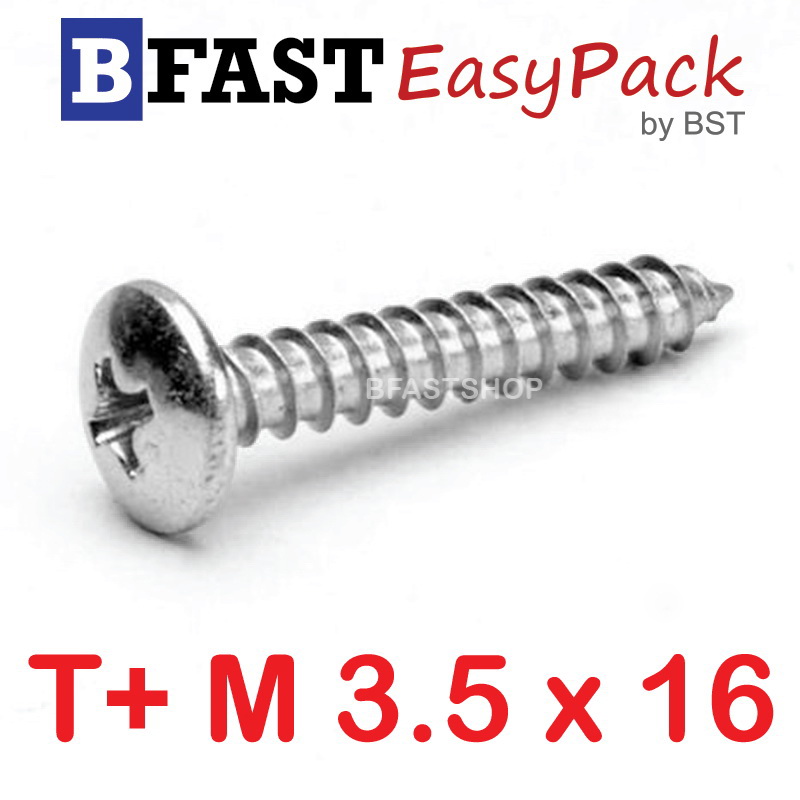 สกรูเกลียวสแตนเลส T+ SUS M3.5 x 16 ( 12ตัว/ถุง)