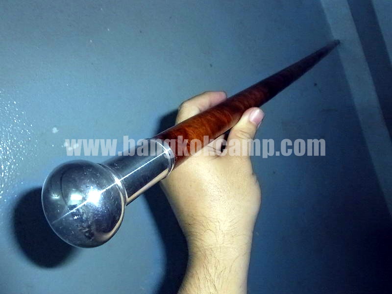 ไม้หายาก... ไม้ตะพด(ไม้ปุ่มประดู่, ปมประดู่) ลายสวยมาก หัว+ท้ายไททาเนียม หัวทรงลูกจันทร์