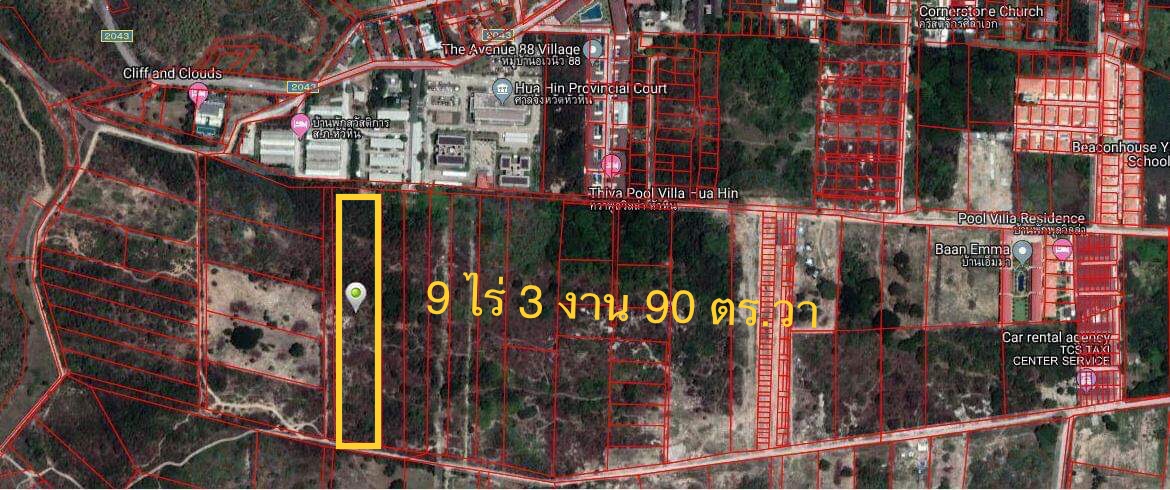 ห้เช่าที่ดินหลังศาลจังหวัดหัวหิน เนื้อที่ประมาณ 10 ไร่ สามารถแบ่งเช่าได้