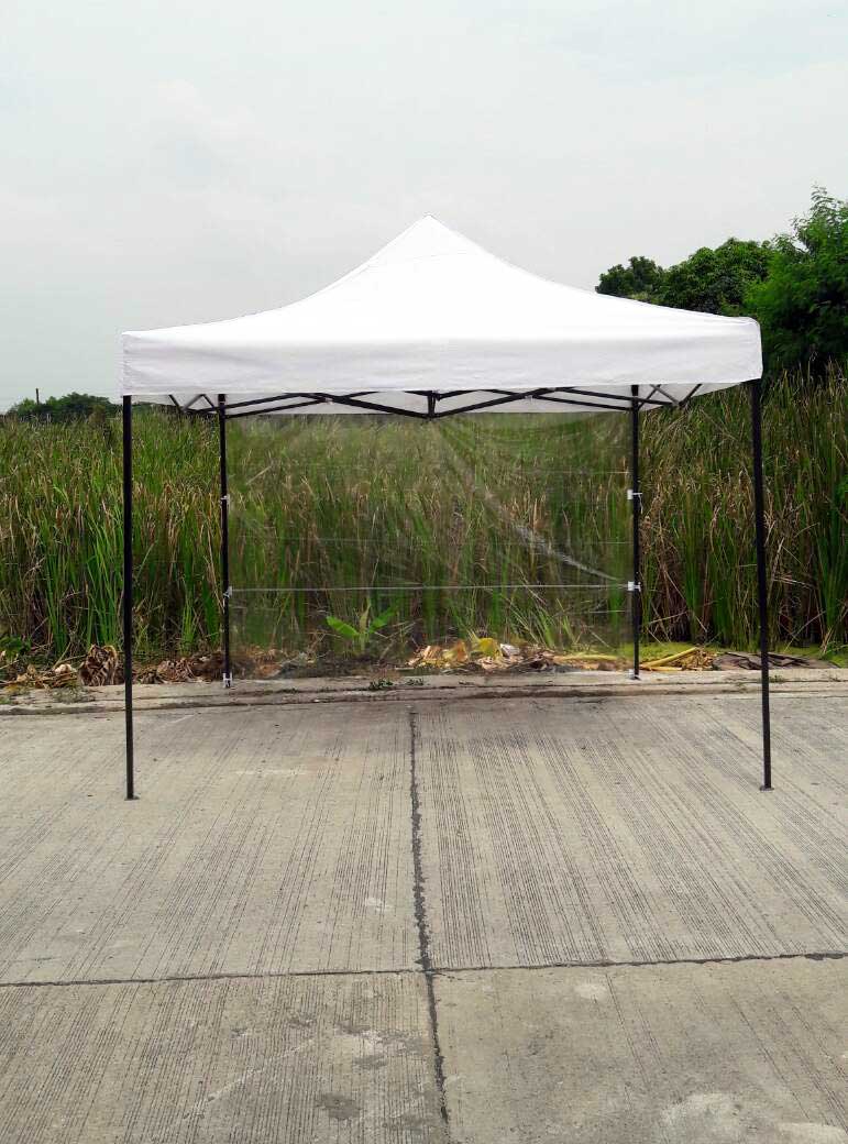 เต็นท์พับได้ สีขาว ขนาด 3m x 3m พร้อมพลาสติกใส 1 ด้าน