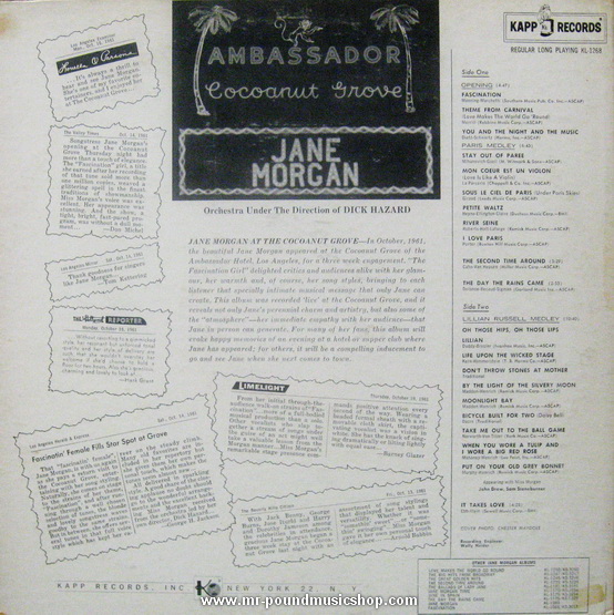 Jane Morgan - At The Cocoanut Grove