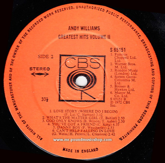 Andy Williams - Andy Williams's Greatest Hits Vol.2