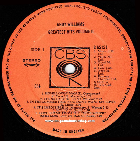 Andy Williams - Andy Williams's Greatest Hits Vol.2