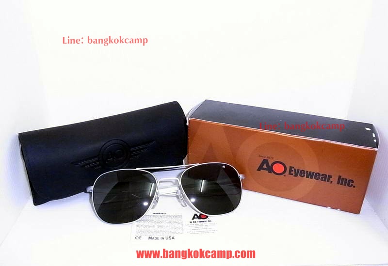 แว่นกันแดด แว่นนักบิน AO Original Pilot ...Matte Chrome (สีเงินด้าน) เลนส์เทา...Made in USA ใหม่ แท้