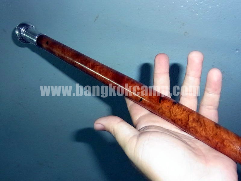 ไม้หายาก... ไม้ตะพด(ไม้ปุ่มประดู่, ปมประดู่) ลายสวยมาก หัว+ท้ายไททาเนียม หัวทรงลูกจันทร์