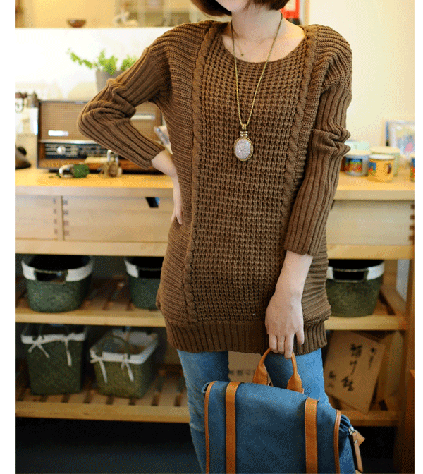 fashion เสื้อกันหนาวไหมพรม สีน้ำตาล ใส่เที่ยว น่ารักๆ