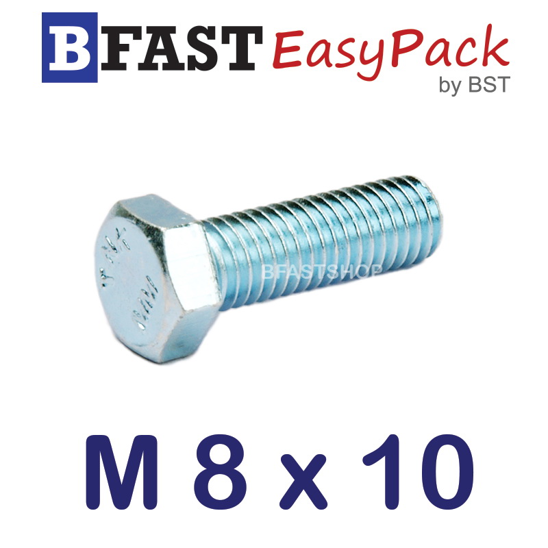 สกรูมิลขาว M 8 x 10 (10 ตัว/ถุง) *เกลียวตลอด*