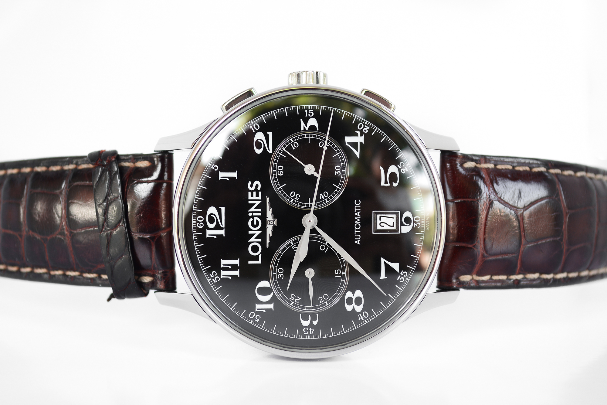 Longines Heritage Chronograph Automatic หน้าดำ สายหนัง (Sold)
