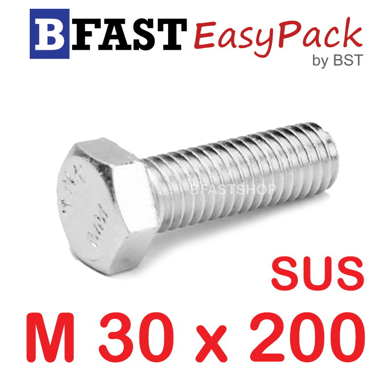 สกรูหัวเหลี่ยมสแตนเลส M30 x 200