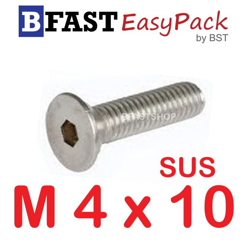 สกรูหัวจมเตเปอร์สแตนเลส SUS M4 x 10 (10 ตัว/ถุง)