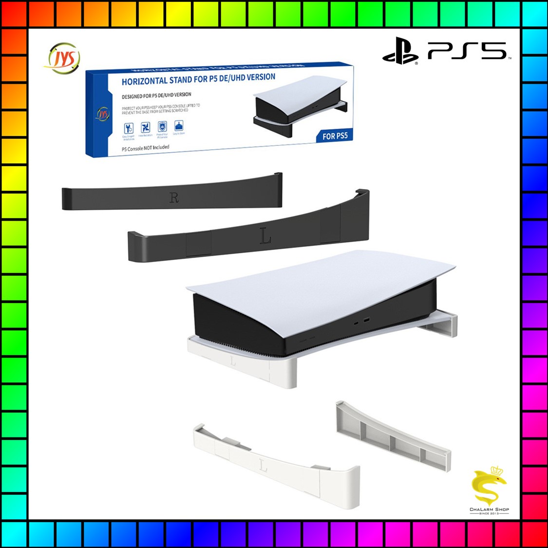 JYS ฐานวางเครื่องเกม PS5 รุ่นแรก แนวนอน แบบลอย ใช้ได้ทั้ง รุ่นใส่แผ่น & ดาวน์โหลด