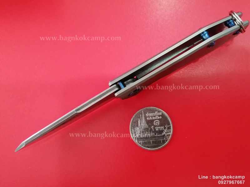 มีดพับ ดามัสกัส Damascus ด้ามไททาเนียม Frame Lock (9)