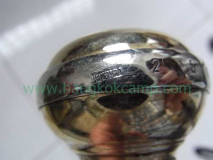 ไม้ตะพด (แบบที่ 16) ไม้ชิงชัน 3กษัตริย์ หัวทองเหลือง ประดับเหรียญ ร.5 ปลายทองแดง