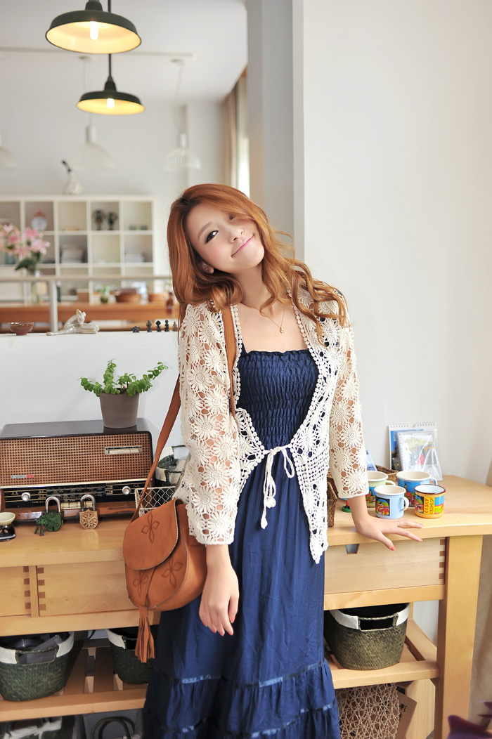 FASHION เสื้อคลุมแฟชั่น ผ้าถัก แขนยาว สีผ้าดิบ เนื้อนิ่ม ใส่สบาย ใช้เป็นผ้าคลุมไหล่ น่ารัก ASIA STREET FASHION