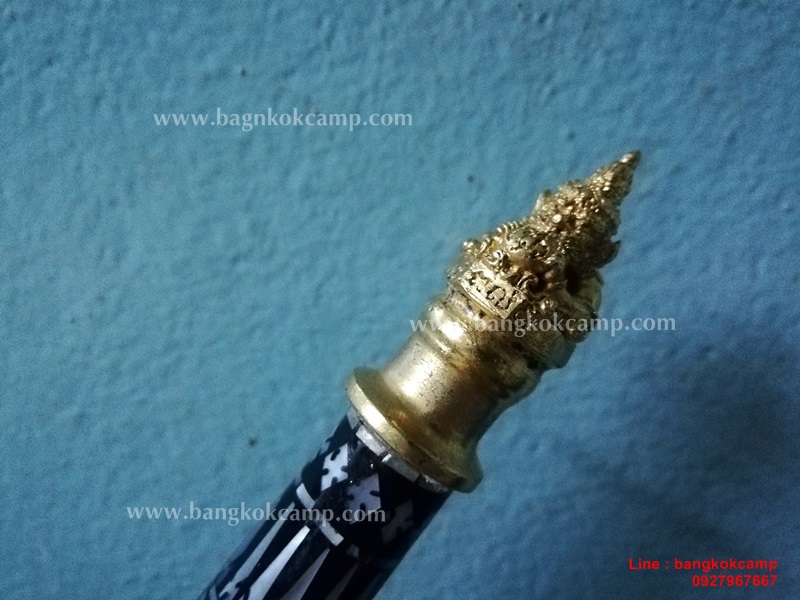 ไม้ครู หรือไม้ถือประดับมุข หัวนารายณ์ทรงสุบรรณ(นารายณ์ทรงครุฑ) ท้ายราหู ชุบทอง