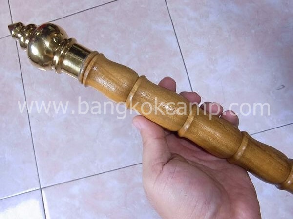 ไม้มงคลหายาก... ไม้ตะพด(พยอม) ลายสวยมาก หัวขุน+ท้ายทองเหลือง ยาว105ซม