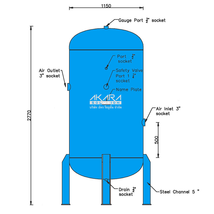 ถังพักลม Air Tank ขนาด 2000 ลิตร