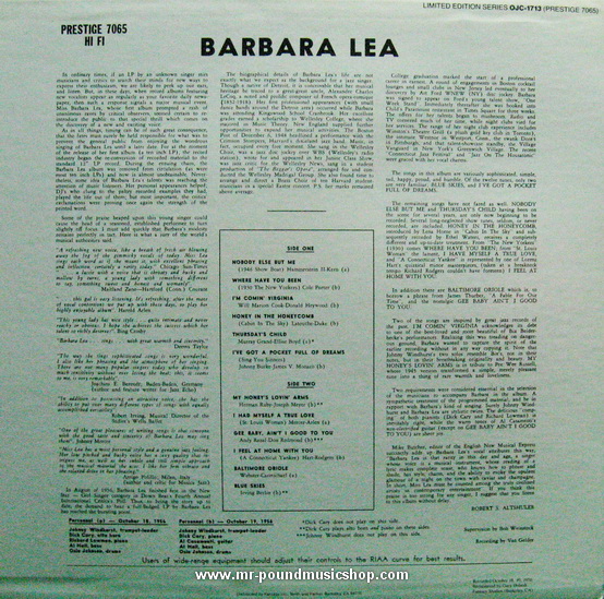 Barbara Lea with the Johnny Windhurst Quintetes