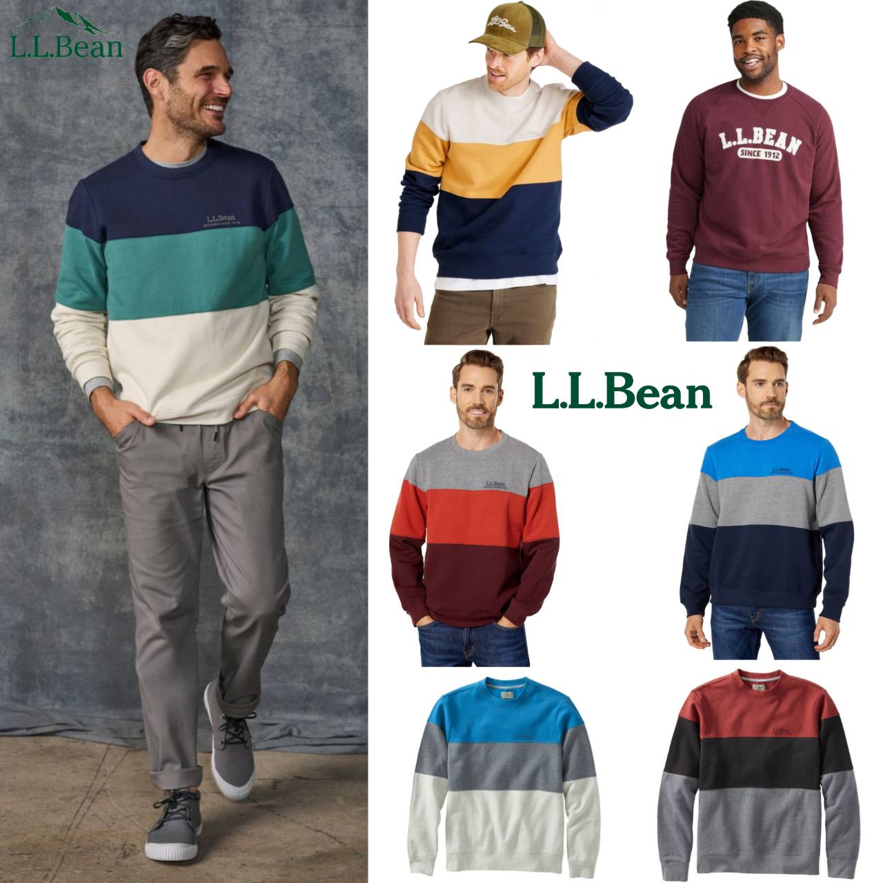 L.L.Bean Colorblock Crewneck Sweatshirt