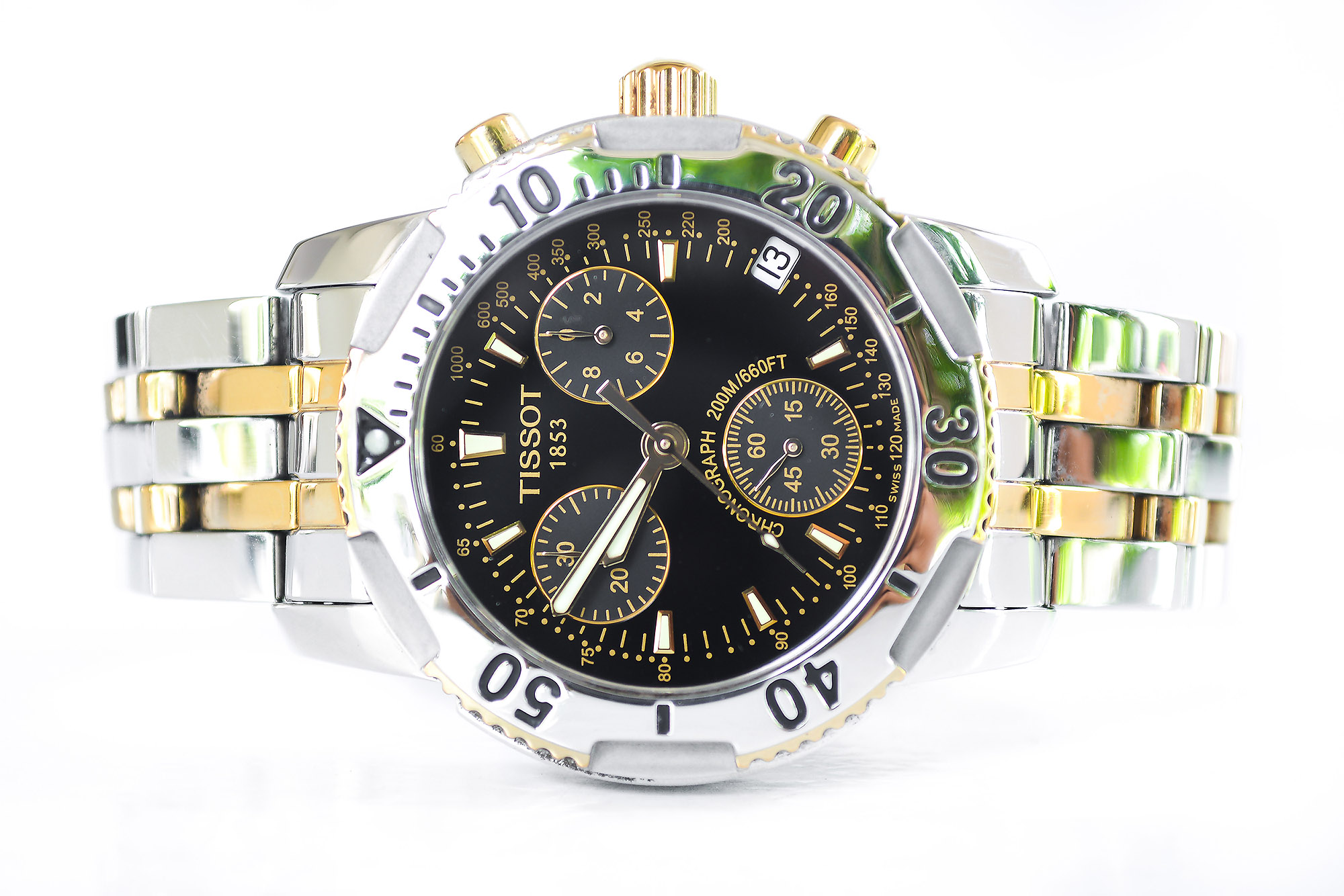 Tissot Quartz Chonograph 2tone หน้าดำ (Sold)