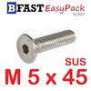 สกรูหัวจมเตเปอร์สแตนเลส SUS M5 x 45 (4 ตัว/ถุง)