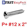 สกรูเกลียวสแตนเลส P+ SUS # 12 x 2" (8 ตัว/ถุง)
