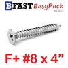 สกรูเกลียวสแตนเลส F+ SUS # 8 X 4" (5 ตัว/ถุง)