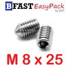 สกรูตัวหนอนปลายแหลมสแตนเลส SUS M8 x 25 (1 ตัว/ถุง)
