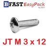สกรูสแตนเลส SUS JT M3 x 12 (20 ตัว/ถุง)