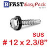 สกรูหัวเหลี่ยมปลายสว่านสแตนเลส SUS #12 x 2.3/8" (2 ตัว/ถุง)