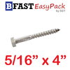 สกรูเกลียวปล่อยขันไม้สแตนเลส 5/16" x 4" ( 1 ตัว/ถุง)
