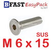 สกรูหัวจมเตเปอร์สแตนเลส SUS M6 x 15 (8 ตัว/ถุง)