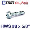 สกรูเกลียวเหล็กหัวเหลี่ยมผ่าติดแหวน HWS #8 x 5/8" (25 ตัว/ถุง)