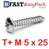 สกรูเกลียวสแตนเลส T+ SUS M5 x 25 ( 10ตัว/ถุง)