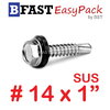 สกรูหัวเหลี่ยมปลายสว่านสแตนเลส SUS #14 x 1" (3 ตัว/ถุง)