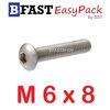 สกรูหัวจมกลมสแตนเลส SUS M6 x 8 ( 6 ตัว/ถุง )