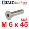 สกรูหัวจมเตเปอร์สแตนเลส SUS M6 x 45 (5 ตัว/ถุง)
