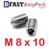 สกรูตัวหนอนปลายแหลมสแตนเลส SUS M8 x 10 (1 ตัว/ถุง)